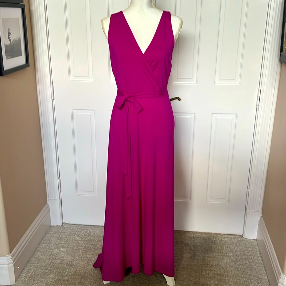 Ann Taylor faux wrap Maxi dress with tie S